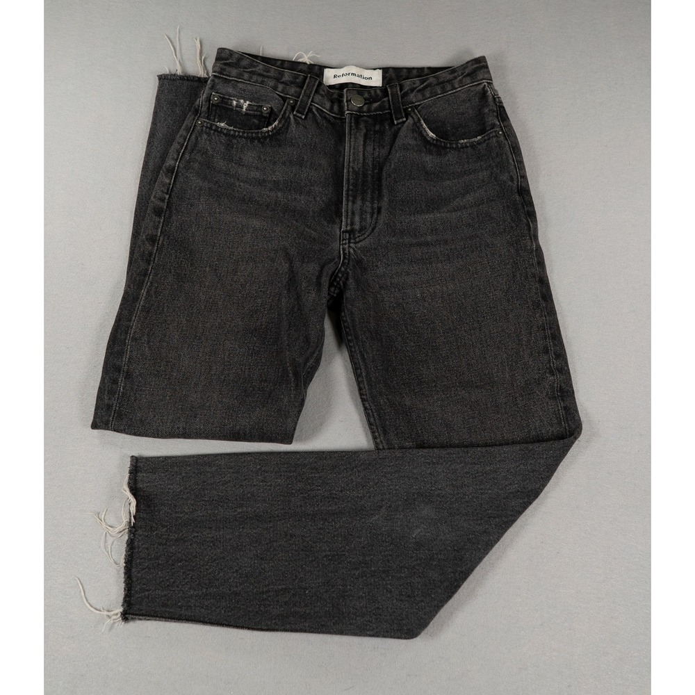 Reformation Womens Cigarette High Rise Straight Leg Jeans Charcoal Gray Size 26